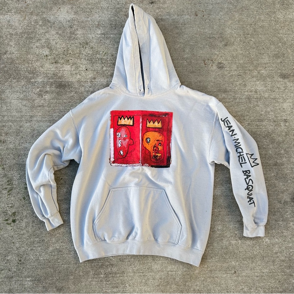 Jean-Michel Basquiat Sweatshirt Mens Large Art Red Kings Hoodie